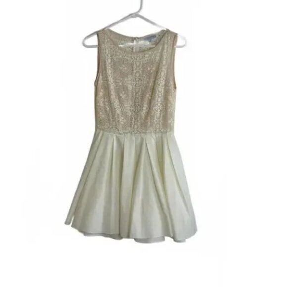 Lace Dress - Elegant Cream Fit & Flare - Picture 1 of 2